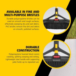 Rubbermaid Commercial Products Maximizer Push-to-Center Broom with Multi-Purpose Bristle, 18" Wide, Black (2018727)