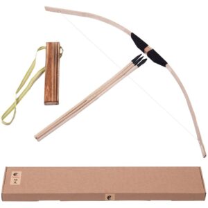 icnbuys kids bow arrow and wood quiver set 3 safe arrows traditional handmade bamboo kids toy gifts