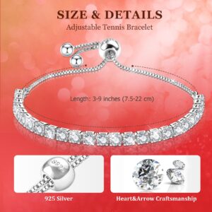 J.Fée Silver Bracelet Silver Bracelets for Women Tennis Bracelets for Women Cubic Zirconia Bracelet Sterling Silver Bracelets for Women Adjustable Bracelet for Women Gifts for Women