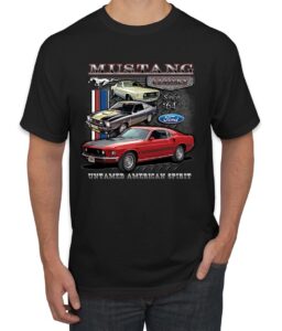 ford mustang classics untamed american spirit cars and trucks men's graphic t-shirt, black, large