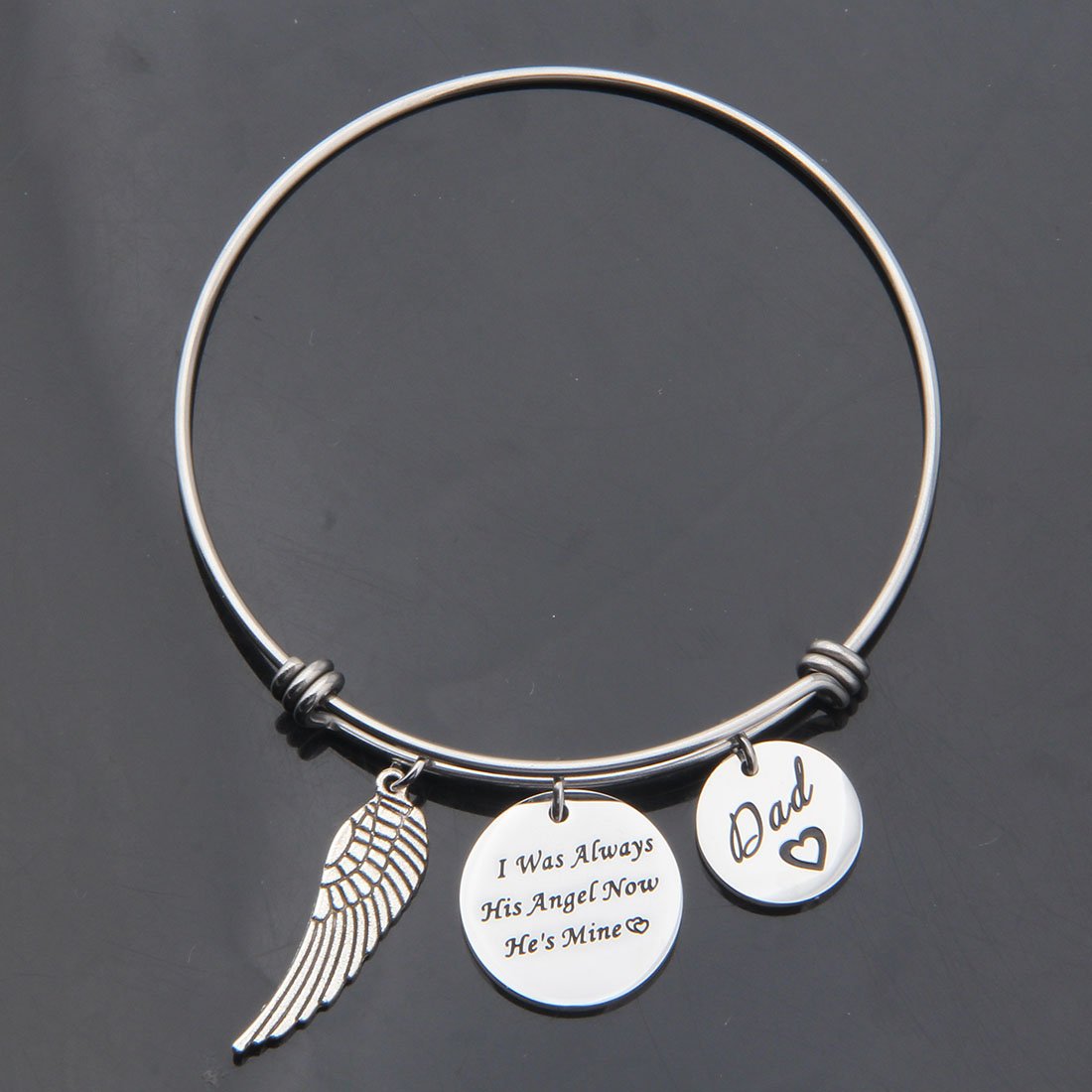 WUSUANED Memorial Bracelet I Was Always His Angel Now He's Mine In Memory Of Loved One Dad Sympathy Gift (In memory of dad bracelet)