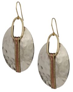 spunkysoul boho oval or round ethnic hammered earring for women