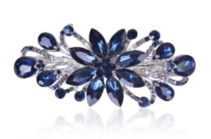 sankuwen flower luxury jewelry design hairpin rhinestone hair barrette clip,also perfect mother's day gifts for mom(dark blue)