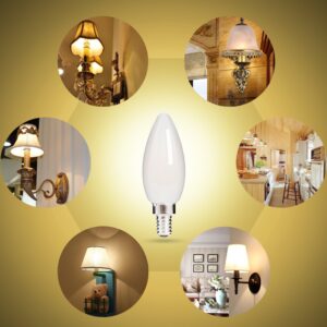 HOLA LED Candelabra Bulb, 40W Equivalent LED Chandelier Bulb, Dimmable LED Lamp Bulb E12 Base, Warm White 2700K LED Filament Bulb Milk White Glass, 4W 400 Lumens 360 Beam Angle, 6 Pack