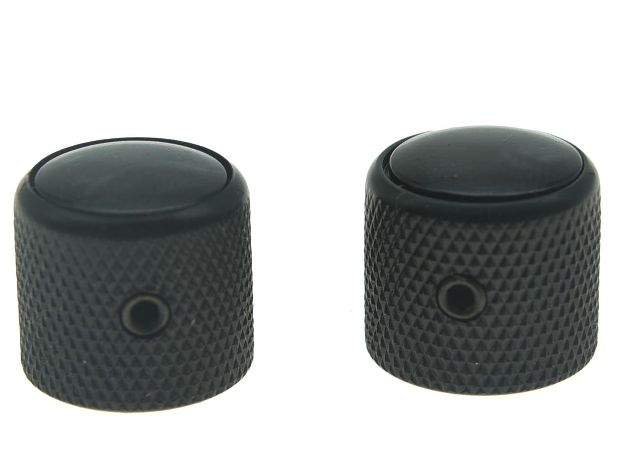 KAISH Set of 2 Black Pearl Top Guitar Dome Knobs with Set Screw for Tele Guitars Black Pearl Cap Bass Black Knobs