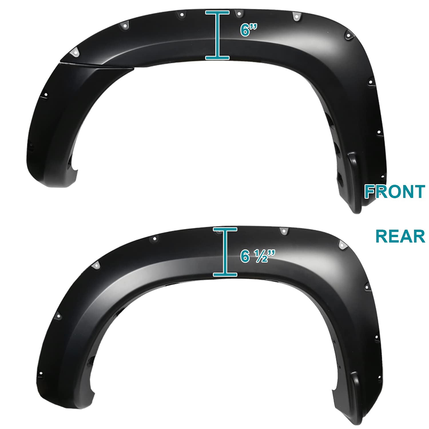 Spec-D Tuning 4PC Front + Rear 6' Pocket Style Bolt On Rivet Fender Flares Smooth Compatible with 2005-2011 Toyota Tacoma