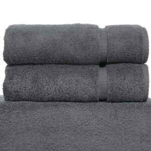 Luxury Hotel & Spa Collection Highly Absorbent, Quick Dry 100% Turkish Cotton 700 GSM, Eco Friendly Towel, for Bathroom Dobby Border Soft Bath Towel Set 27 X 54 (Gray, Bath Towels - Set of 2)