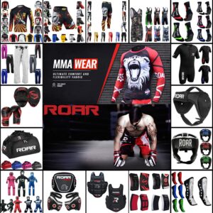 ROAR MMA Rash Guard & BJJ Grappling Shorts Cross Training Gear No Gi Gym Wear (Small, Samurai)