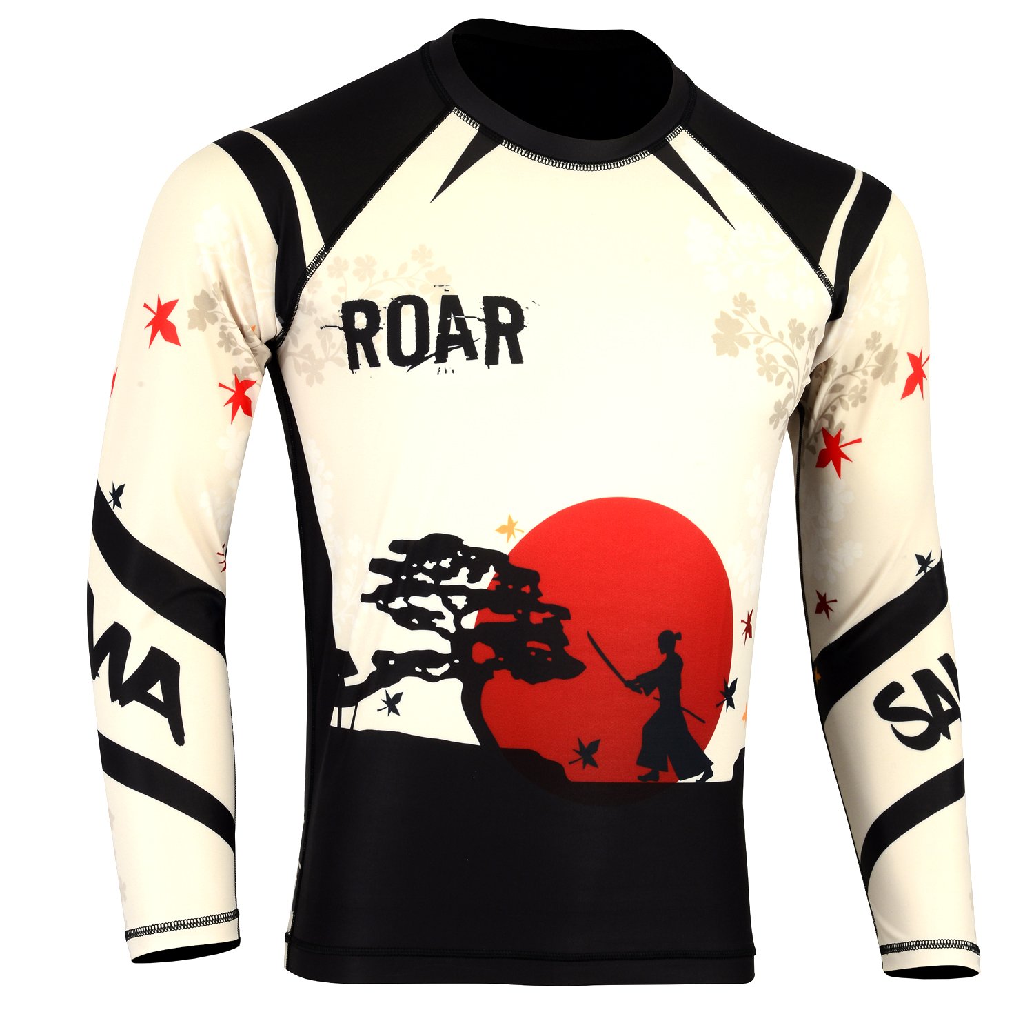 ROAR MMA Rash Guard & BJJ Grappling Shorts Cross Training Gear No Gi Gym Wear (Small, Samurai)