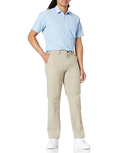 Amazon Essentials Men's Slim-Fit Wrinkle-Resistant Flat-Front Chino Pant, Khaki Brown, 34W x 32L