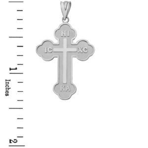 Religious Jewelry Solid 925 Sterling Silver Eastern Orthodox IC XC NIKA Cross Pendant Necklace (20")