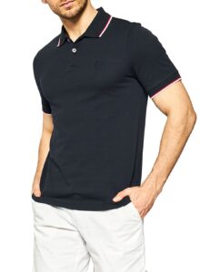 a|x armani exchange mens short sleeve jersey knit polo shirt, navy blue, medium us