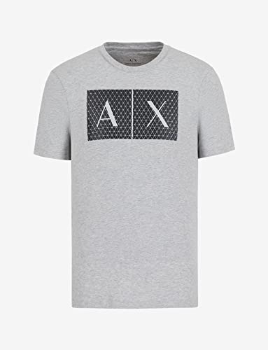 A|X ARMANI EXCHANGE mens Crew Quited Logo Tee T Shirt, Heather Grey, Medium US