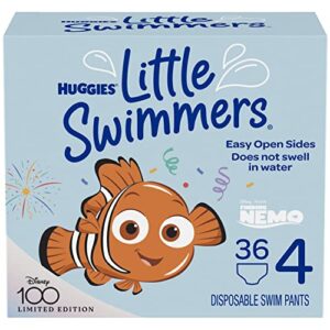 Huggies Little Swimmers Disposable Swim Diapers, Size 4 - Medium (22-37 lbs), 36 Ct (2 packs of 18), Packaging May Vary