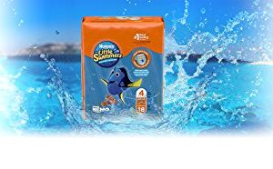 Huggies Little Swimmers Disposable Swim Diapers, Size 4 - Medium (22-37 lbs), 36 Ct (2 packs of 18), Packaging May Vary