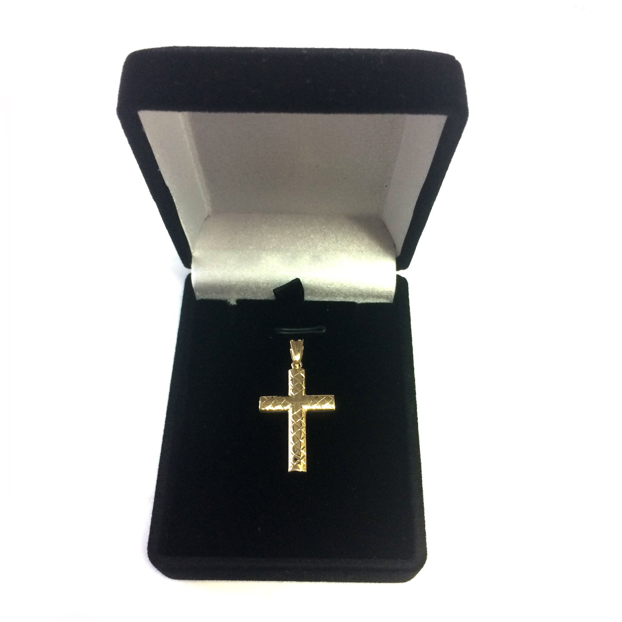 Jewelry Affairs 14k Yellow Gold Shiny Diamond Cut Fancy Cross Pendant 15x30 mm