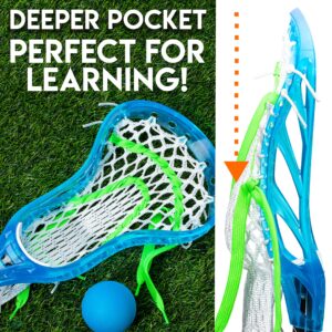 Franklin Sports Kids Mini Lacrosse Stick + Ball Set - Venom Youth Plastic Lacrosse Stick for Beginners - Perfect Set for Kids + Toddlers - Blue, 34"