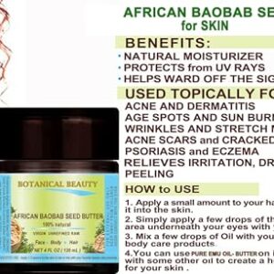 Botanical Beauty BAOBAB SEED OIL BUTTER 100% Natural RAW VIRGIN UNREFINED for Skin, Hair, Lip and Nail Care. 8 Fl. oz. - 240 ml. Rich in Vitamin E