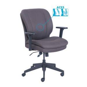 SertaPedic Cosset Ergonomic Task Chair, Supports Up to 275 Lb, 19.5" to 22.5" Seat Height, Gray Seat/Back, Black Base