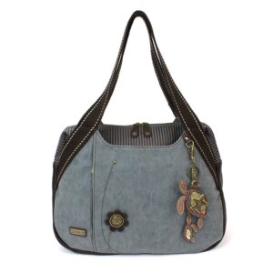 CHALA Handbag Bowling Zip Tote Garden Creature Collections (Indigo- Two-Turtle)