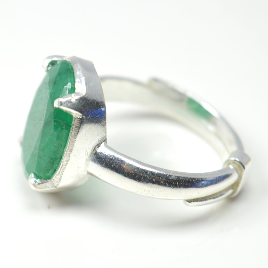 55Carat Natural Emerald Silver Ring for Women 7 Carat Birthstone Adjustable Size 5,6,7,8,9,10,11,12,13