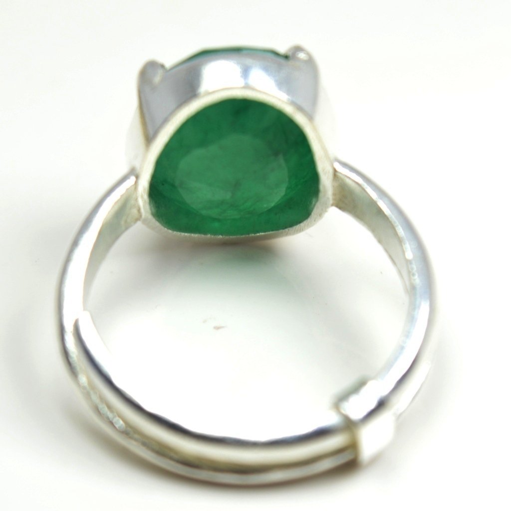 55Carat Natural Emerald Silver Ring for Women 7 Carat Birthstone Adjustable Size 5,6,7,8,9,10,11,12,13