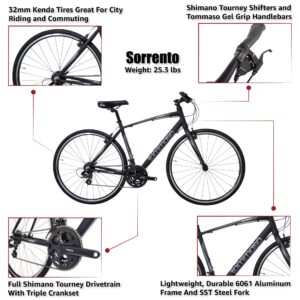 Tommaso Sorrento Shimano Tourney Hybrid Fitness Bike, Matte Black/Grey - Large