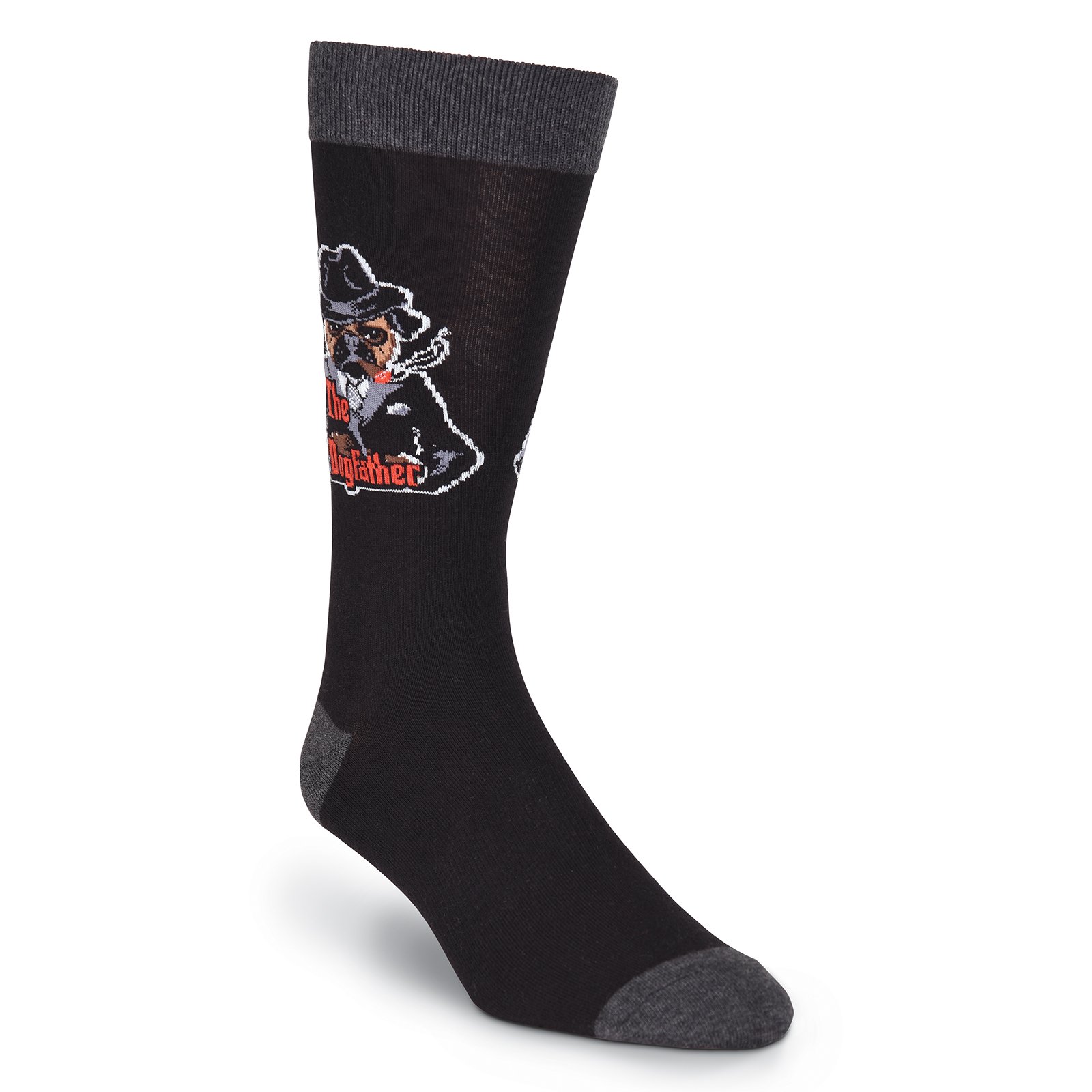 K. Bell Men's Play on Words Novelty Crew Socks, Dog Father (Black), Shoe Size: 6-12