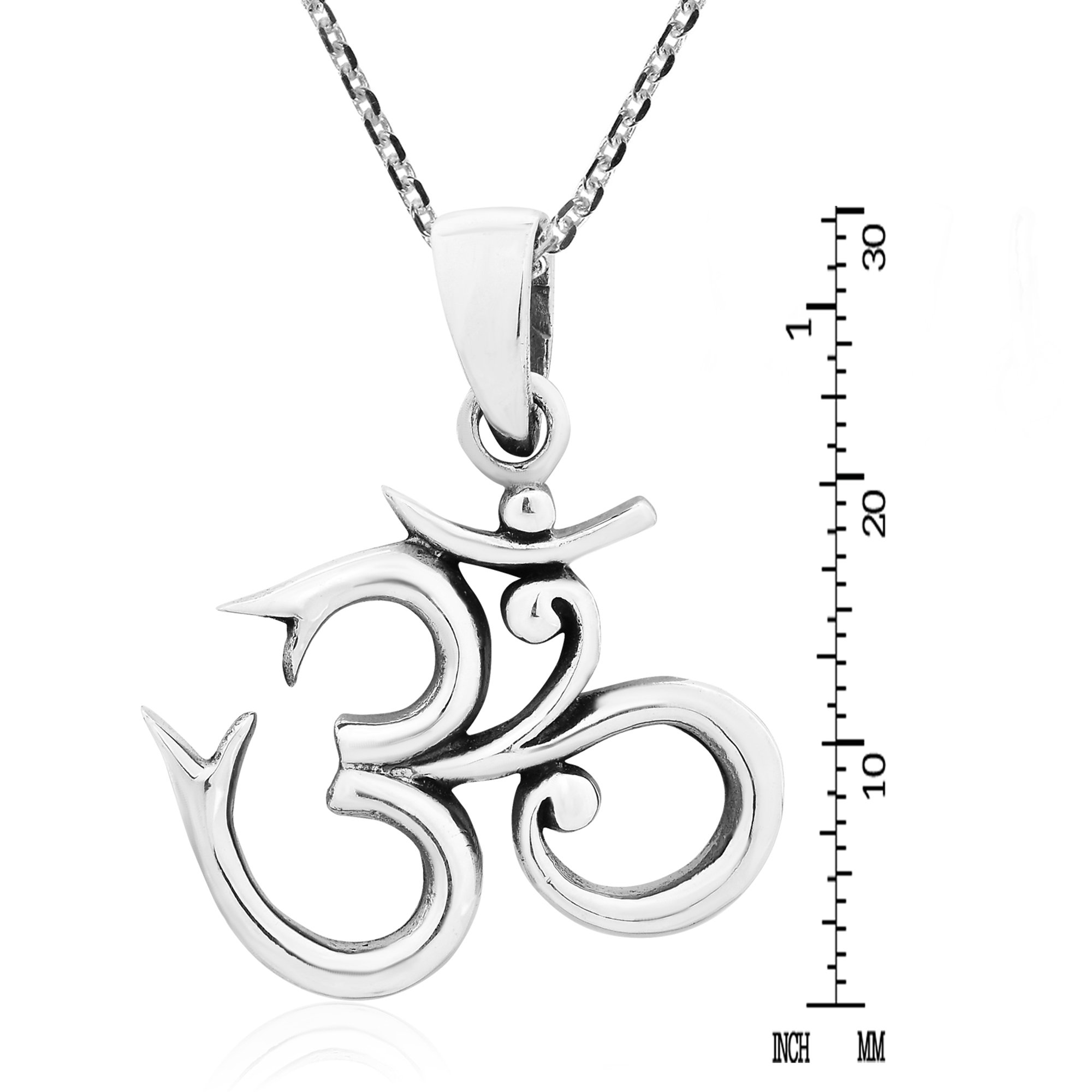 AeraVida Mysterious Aum or Om Prayer Symbol .925 Sterling Silver Pendant Necklace