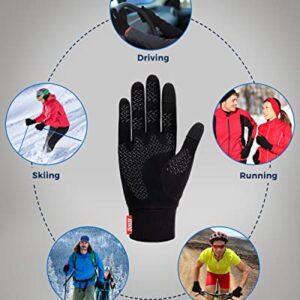 Aegend Running Gloves Women Men Touch Screen Cycling Sports Mittens Liners Warm Gloves, Black, Medium