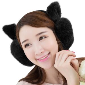 miocloth winter cute cat kitten ear warmer earmuffs faux fur plush ear cover for girls women black