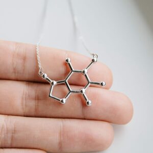 Caffeine Molecule Necklace, 925 Sterling Silver, Coffee Necklace, Coffee Lover Jewelry for Women, Coffee Gifts for Women, Coffee Lovers Gifts