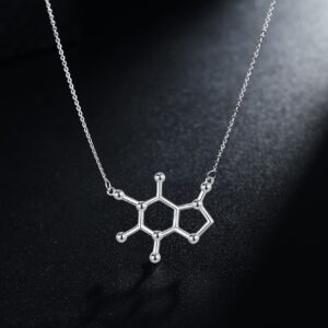 Caffeine Molecule Necklace, 925 Sterling Silver, Coffee Necklace, Coffee Lover Jewelry for Women, Coffee Gifts for Women, Coffee Lovers Gifts