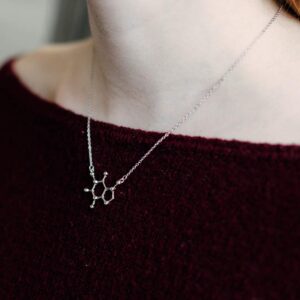 Caffeine Molecule Necklace, 925 Sterling Silver, Coffee Necklace, Coffee Lover Jewelry for Women, Coffee Gifts for Women, Coffee Lovers Gifts