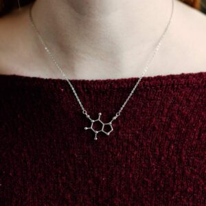 Caffeine Molecule Necklace, 925 Sterling Silver, Coffee Necklace, Coffee Lover Jewelry for Women, Coffee Gifts for Women, Coffee Lovers Gifts