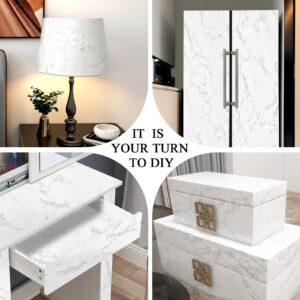 practicalWs Glossy Marble Wall Paper Granite White/Grey Kitchen Countertop Cabinet Furniture Refurbishment Thick Removable Wallpaper Peel and Stick Vinyl Roll Easy to Use 11.8"x78.7"