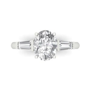 2.5 ct oval cut clear simulated diamond 14k white gold solitaire with accents 3 stone engagement anniversary ring size 7