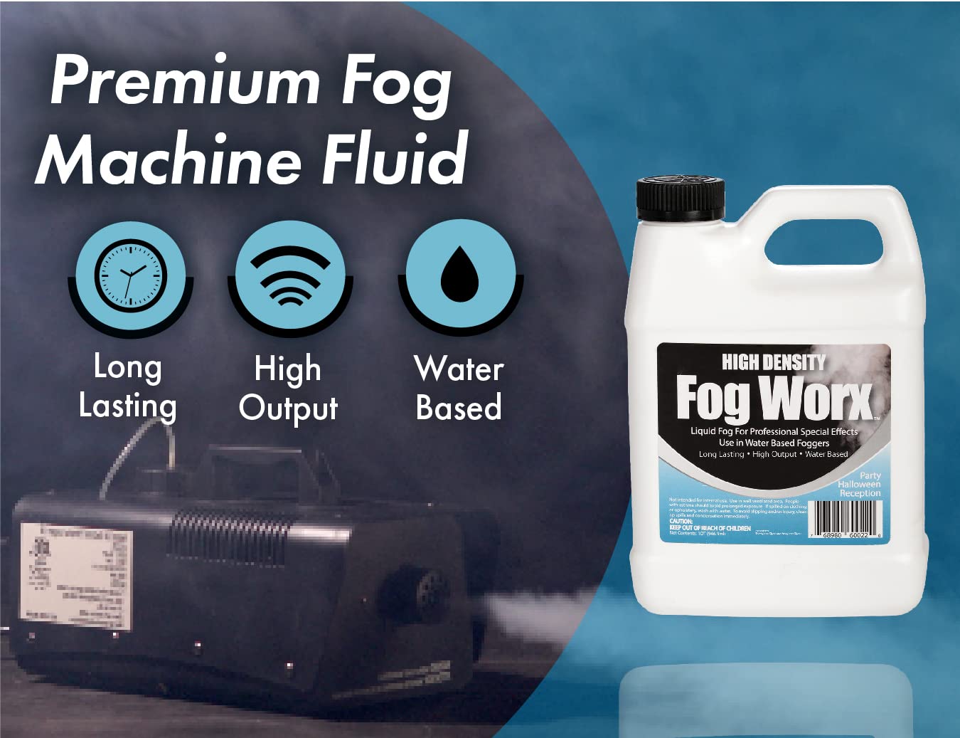 FogWorx Extreme High Density Fog Juice - Long Lasting, High Output, Odorless Water Based Machine Fluid - 1 Quart, 32 Ounces for 400 to 1500 Watt Machines