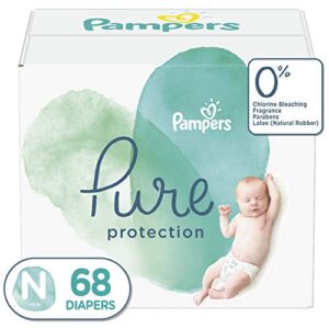 pampers pure protection disposable baby diapers, hypoallergenic and unscented, 68 count, for newborns up to 10 pounds