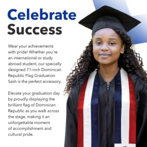 Vision Wear Dominican Republic Flag Graduation Sash/Stole International Study Abroad