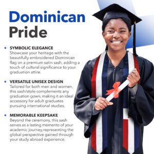 Vision Wear Dominican Republic Flag Graduation Sash/Stole International Study Abroad