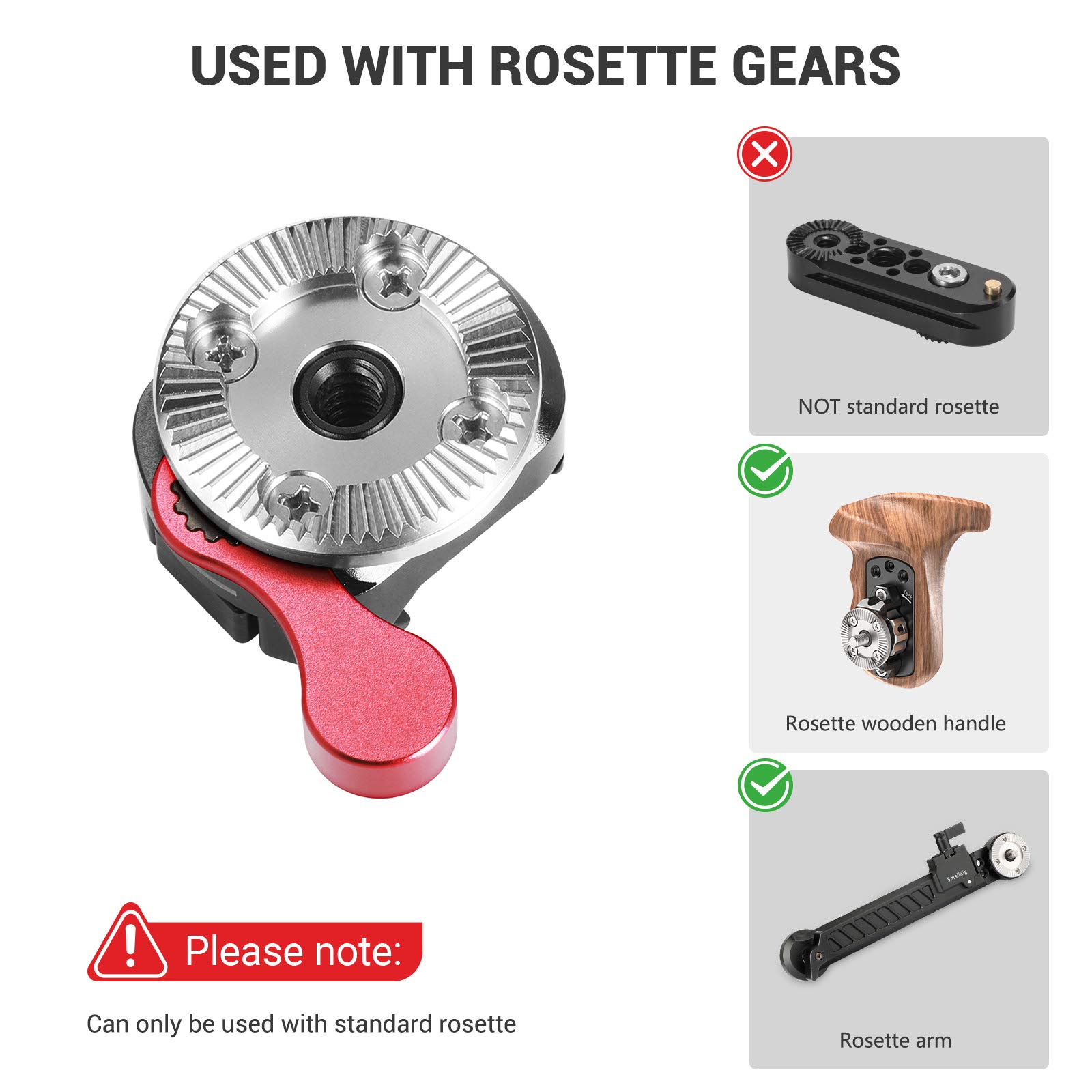 SmallRig Quick Release Rosette Mount, Rosette to NATO Clamp Adapter for Rosette Handle Grip for Arri Standard, DIY Camera Rig - 2046