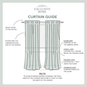 Exclusive Home Catarina Layered Solid Room Darkening Blackout and Sheer Grommet Top Curtain Panel Pair, 52"x96", Sand