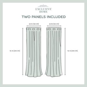 Exclusive Home Catarina Layered Solid Room Darkening Blackout and Sheer Grommet Top Curtain Panel Pair, 52"x96", Sand