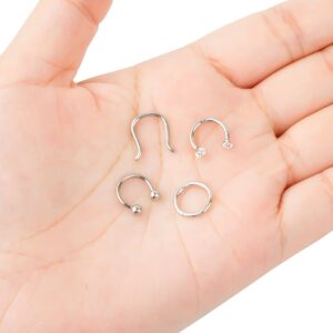 YOVORO 16G 3-4PCS 316L Stainless Steel Septum Piercing Nose Rings Hoop Cartilage Tragus Retainer Body Piercing Jewelry 8-10MM (e: 8pcs Silver-Tone+Rose Gold 8mm)