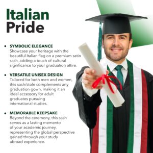 Vision Wear Italy Flag Graduation Sash/Stole International Study Abroad Adult Unisex