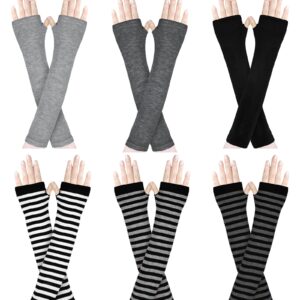 Amandir Long Fingerless Gloves for Women Arm Warmers Knit Thumbhole Stretchy Gloves