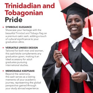 Vision Wear Trinidad Tobago Flag Graduation Sash/Stole International Study Abroad Adult