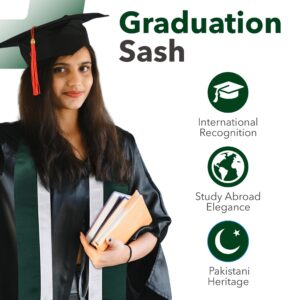 Vision Wear - Pakistan Flag Graduation Sash - Graduation Stole - International Flag theme - Embrace Your Heritage - Pakistani Flag - Pride & Honor Sash