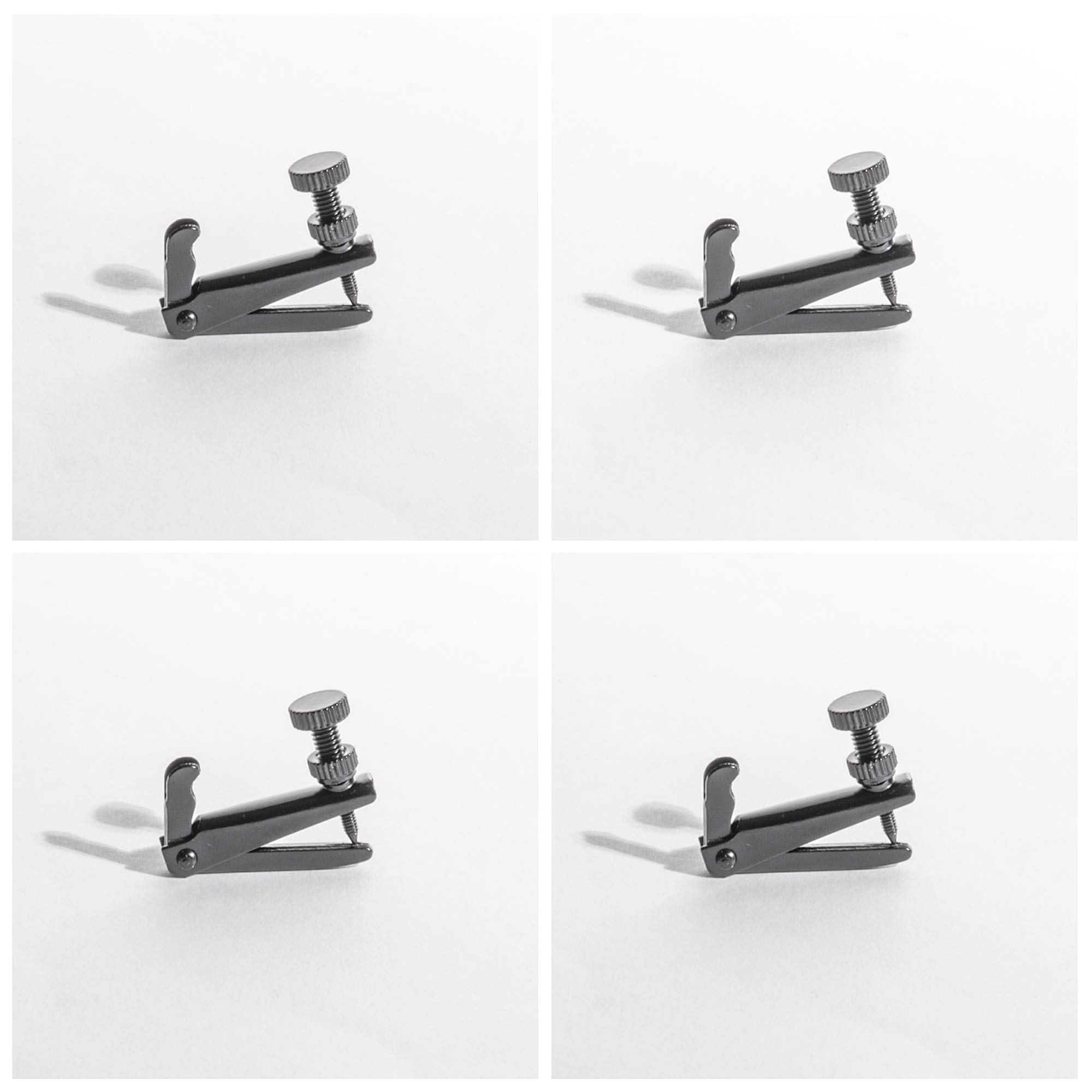 MI&VI Violin Fine Tuners - Stainless Steel Adjusters, Stable Black, 4Pcs (3/4-4/4 Size)